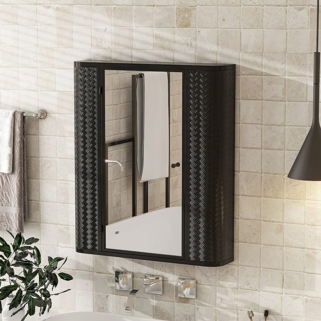 Modern Wall-Mounted Bathroom Cabinet with Mirror,Metal Framed Door,2 Shelves,Over Toilet or Vanity Organizer