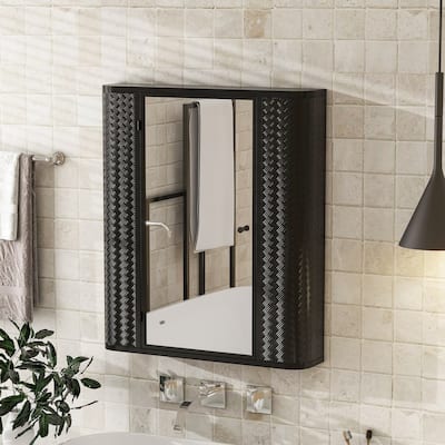 Wall-Mounted Bathroom Cabinet with Mirror,Metal Framed Mirrored Door,2 Shelves for Storage,Over Toilet or Vanity Organizer