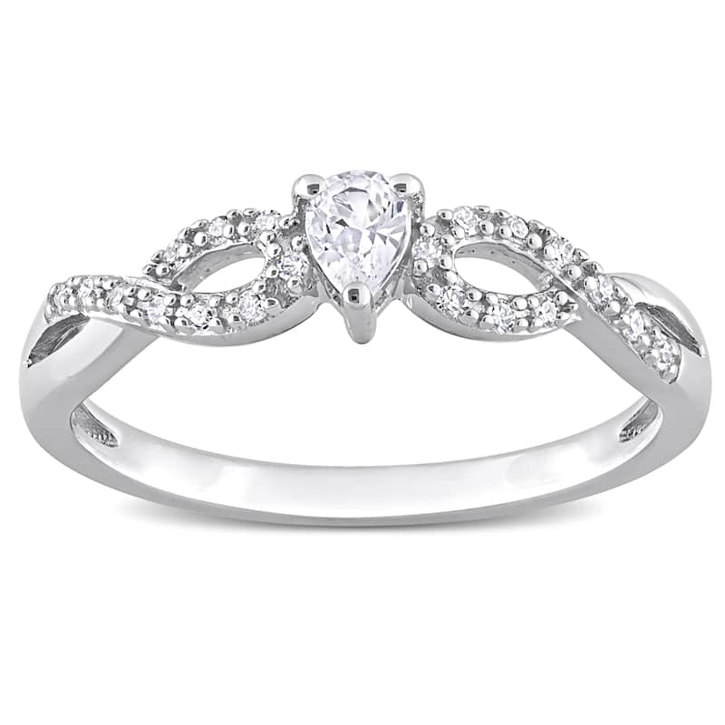 Miadora 1/10ct TDW Diamond and Created White Sapphire Infinity Engagement Ring in Sterling Silver