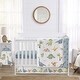 preview thumbnail 1 of 4, Sweet Jojo Designs Watercolor Dinosaur Dino Boy 4pc Nursery Crib Bedding Set Green Blue White Modern Jurassic Animal Footprint