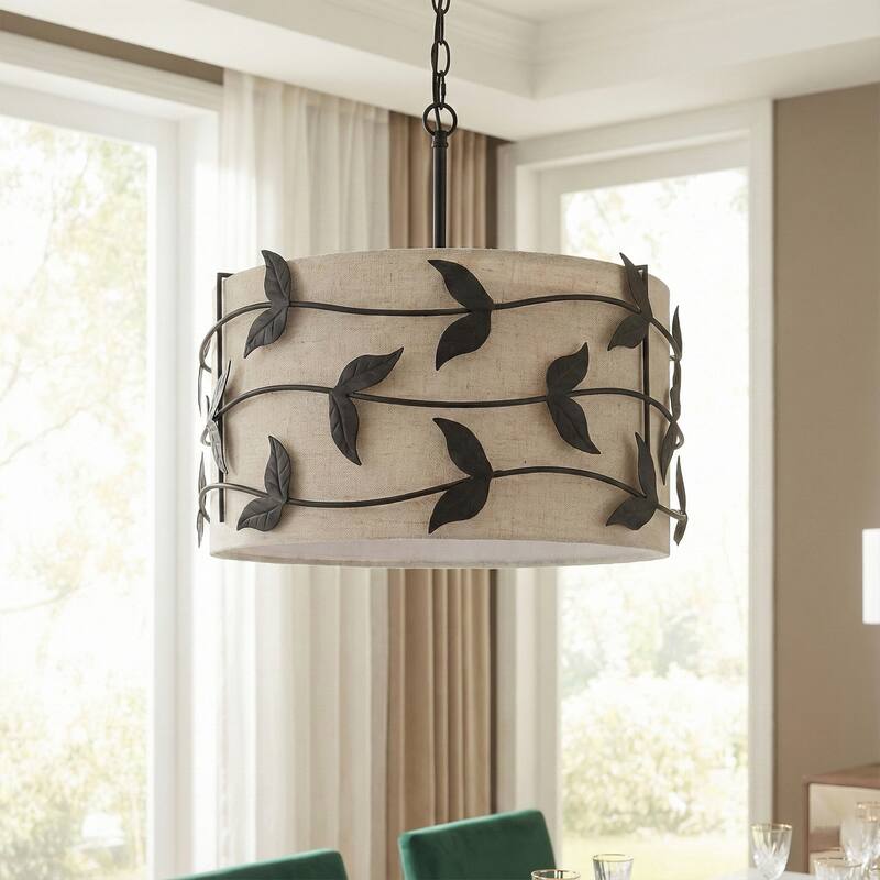 Acroma 4-light Gold/Black Ceiling Cotton Drum Light - Matte Black