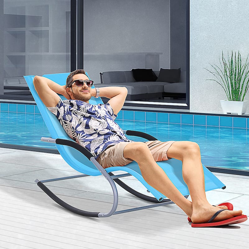 Outsunny Zero Gravity Chaise Rocker Patio Lounge Chairs with Recliner w/ Detachable Pillow & Weather-Fighting Fabric