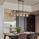 preview thumbnail 1 of 10, Black and Vintage Wood 5-Light Kitchen Island Chandelier