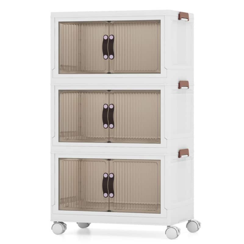 Stackable Storage Boxes Bins with Lockable Casters 25.5" x 16" x 43.5" - Multi