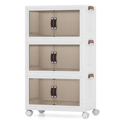 Stackable Storage Boxes Bins with Lockable Casters 25.5" x 16" x 43.5" - Multi