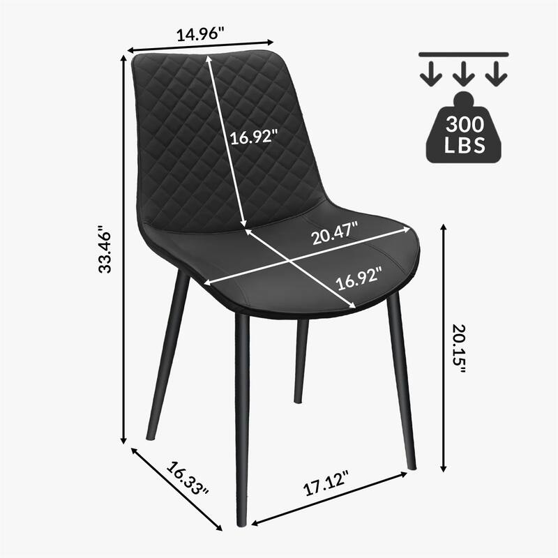 Set of 4 Black PU Leather Dining Chairs