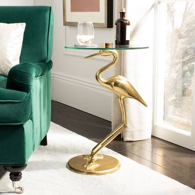 SAFAVIEH Tori Crane Base Accent Table - Gold / Glass
