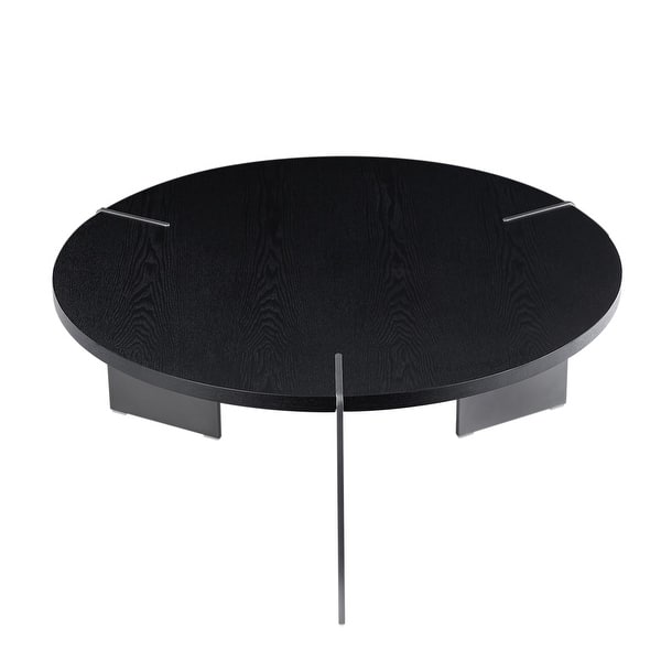 Round Coffee Table Oak Wood Surface And Metel Feet - Bed Bath & Beyond ...