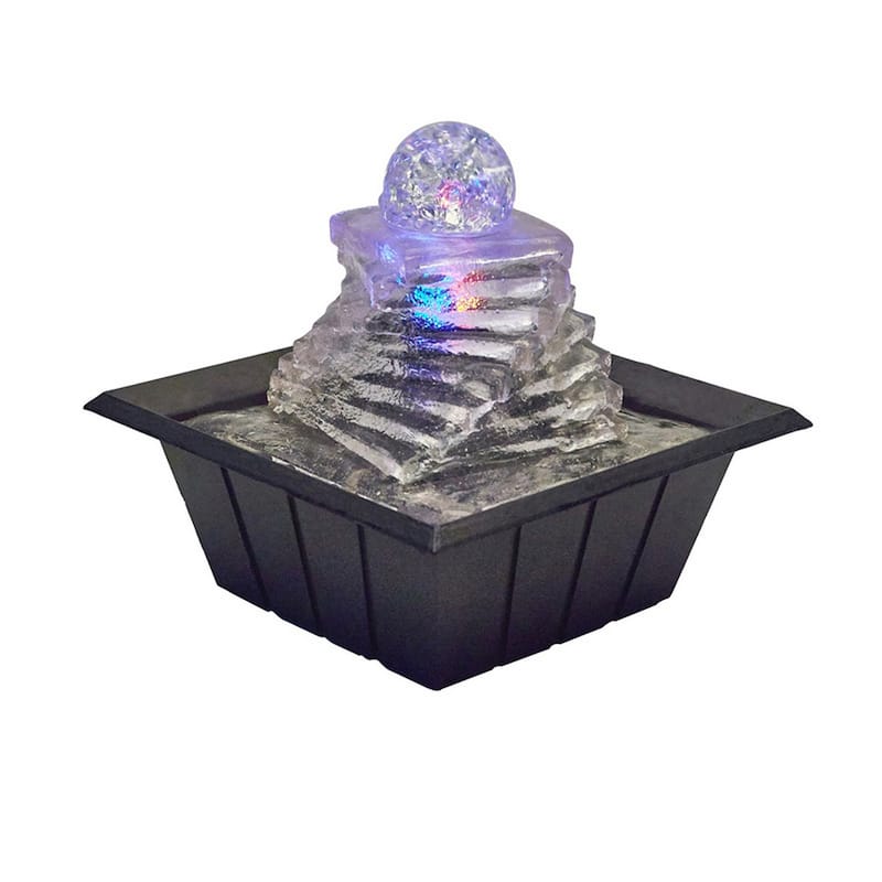 Sumi 8 Inch Spiral Ice Tabletop Water Fountain, Glass Ball Multicolor Black