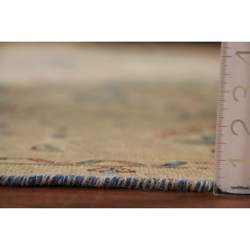 Floral Tabriz Persian Area Rug Beige Bedroom Handmade Wool Carpet - 9'6"x 12'9"