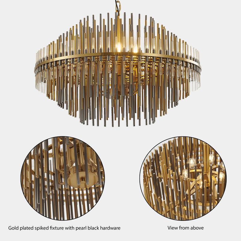 Gold Metal Ceiling Fixture With Pearl Black Hardware