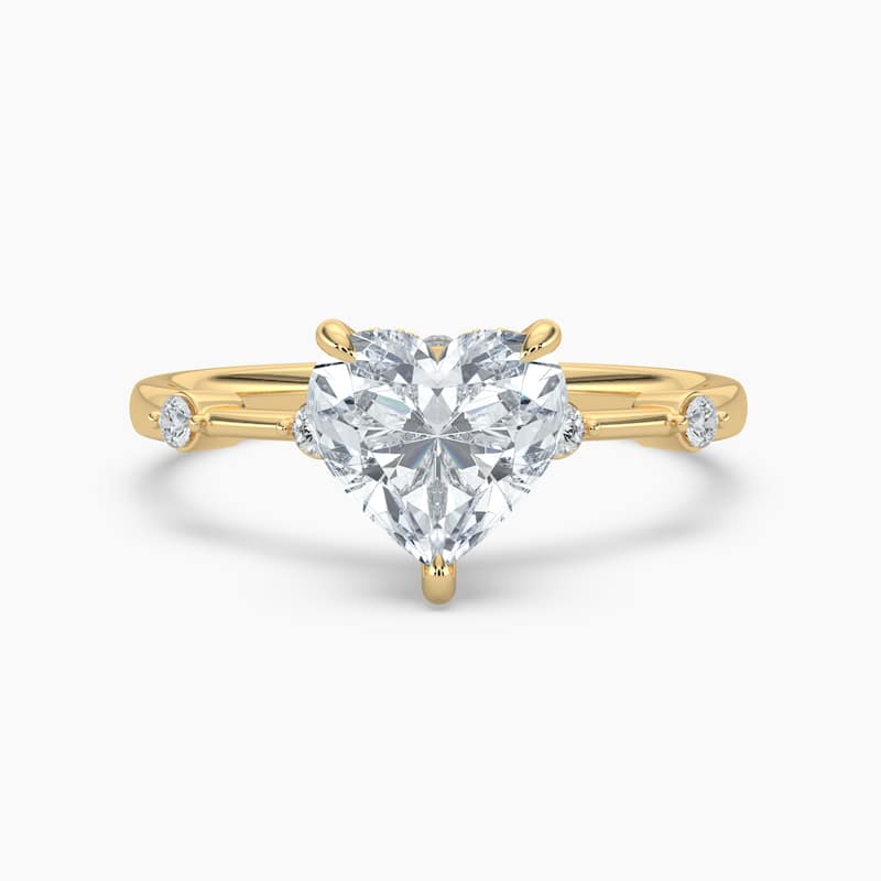 Auriya 14k Gold Petite Diamond Station Heart Lab Grown Hidden Halo Engagement Ring 1.00 to 5.00 ct. tw.(F-G, VS) - 8 - 2.50 carats - Yellow