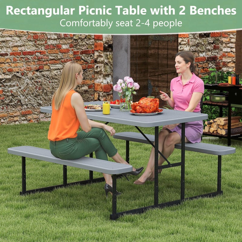 Costway Picnic Table Bench Set for 2-4 People Outdoor Rectangular - See Details
