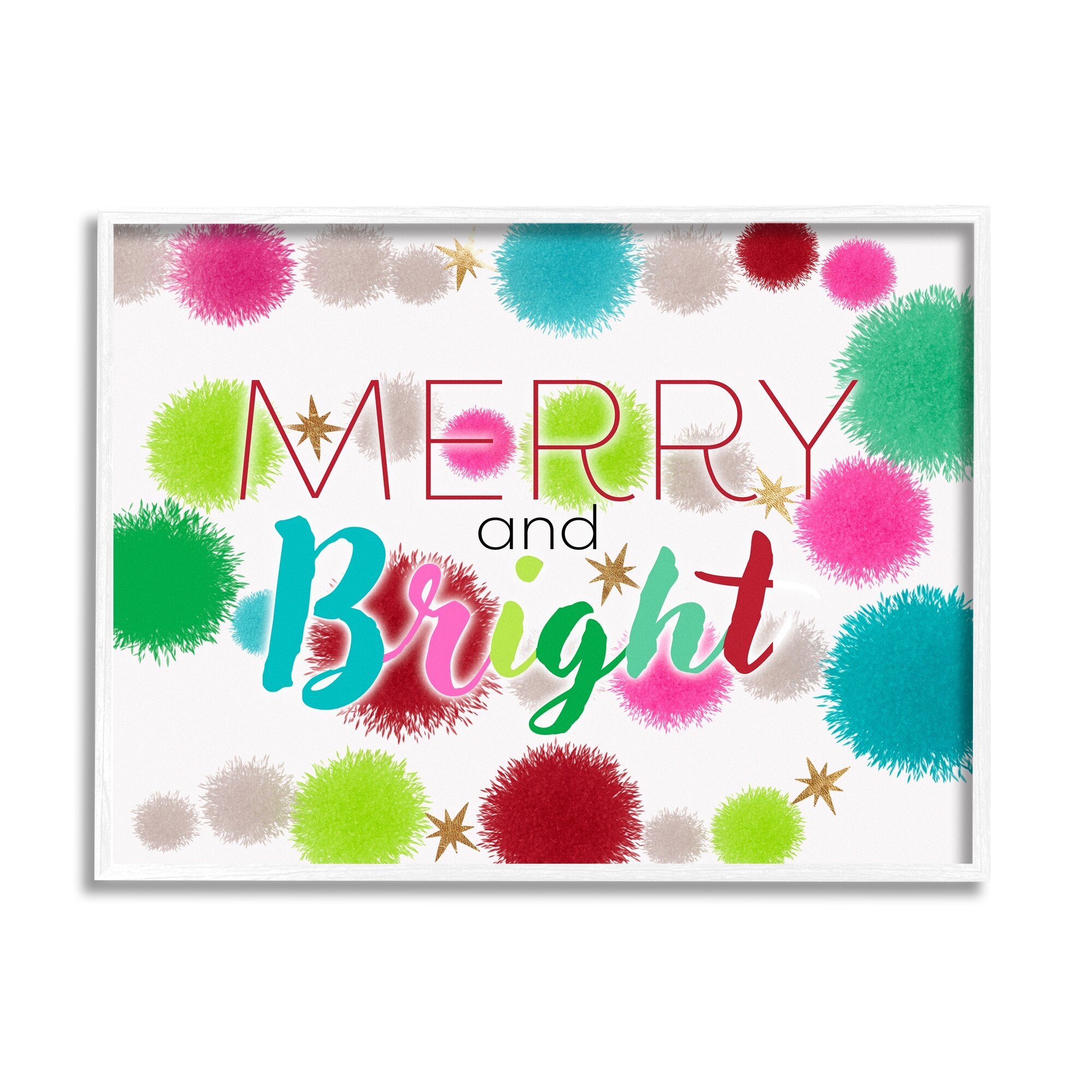 Stupell Merry & Bright Bold Holiday Phrase Framed Giclee Art by Ziwei Li