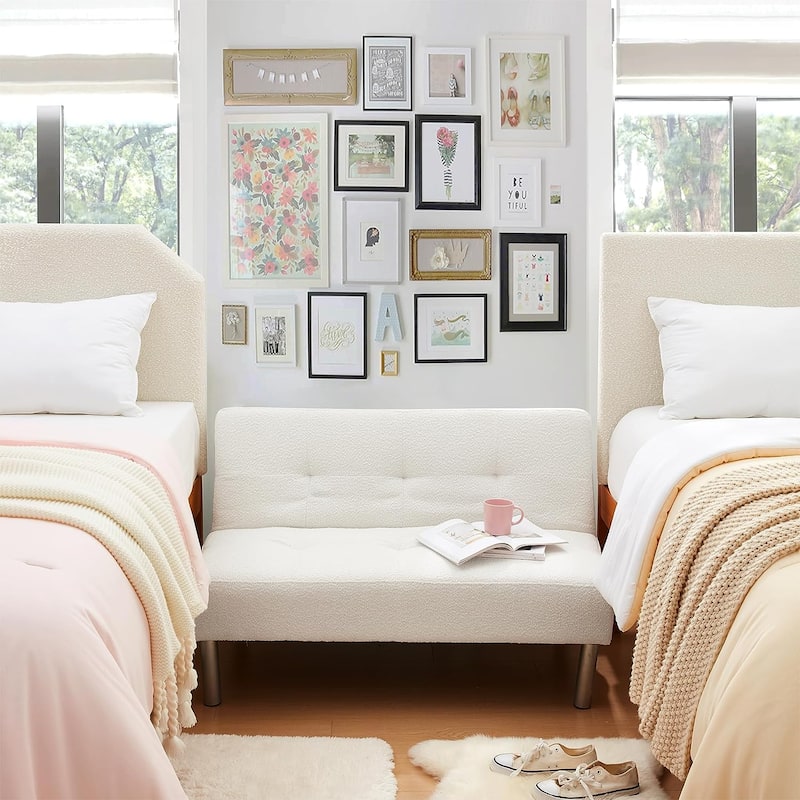 2East Boucle Mini-Futon by DormCo - White