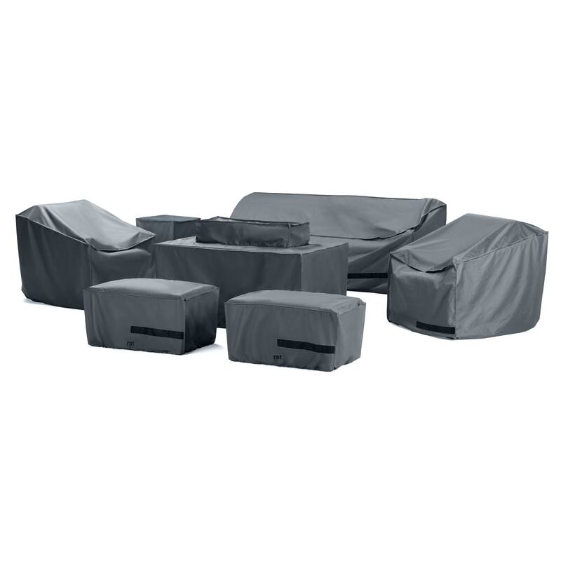 Milo 7 Piece Polyester Outdoor Patio Club Fire Seating Covers - Grey