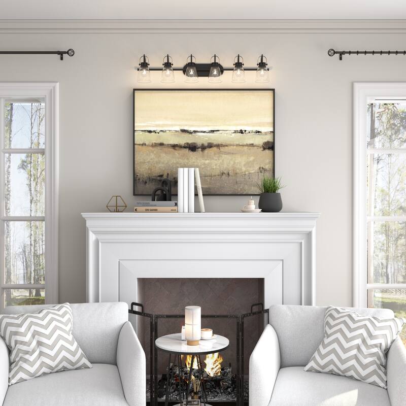 Acroma 6-light Modern Industrial Nickel Bathroom Vanity Lights