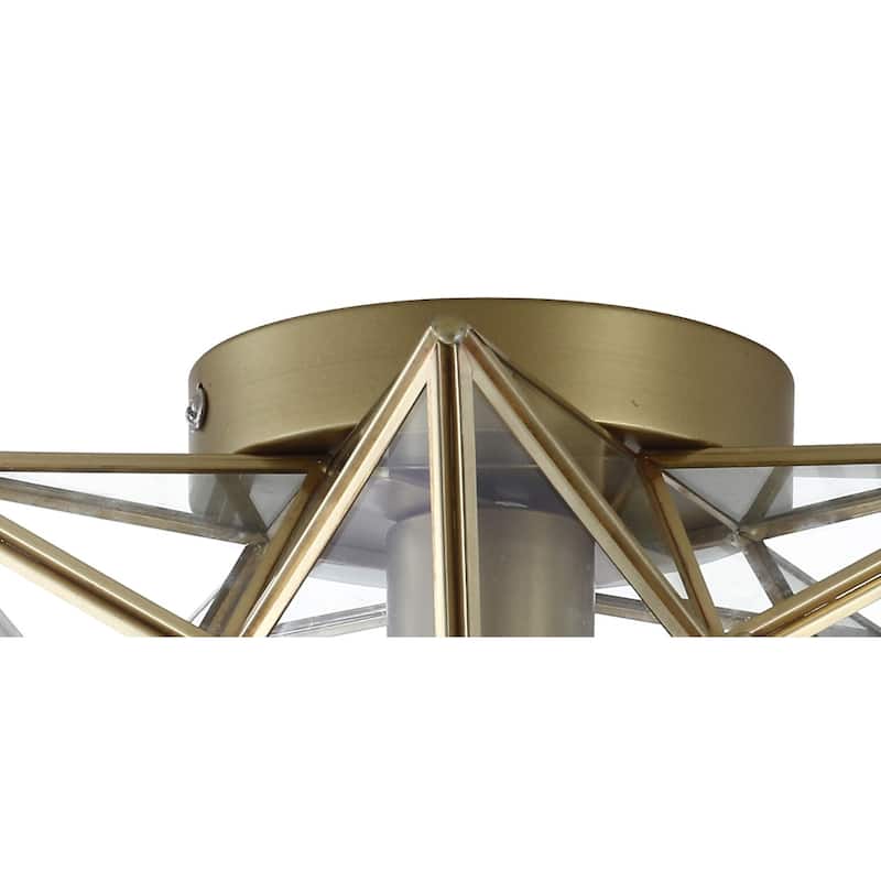 Lynn Moravian Star Metal/Clear Glass LED Flush Mount, by JONATHAN Y - 12"