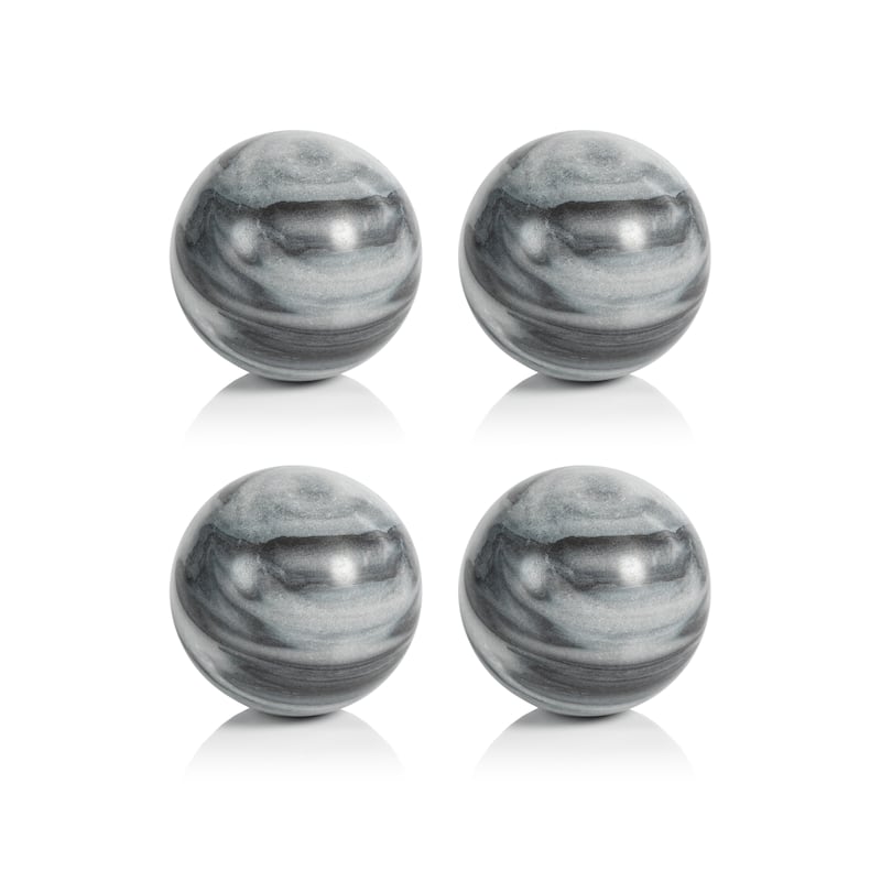 Monza Gray Marble Fill Decorative Balls, Set of 4