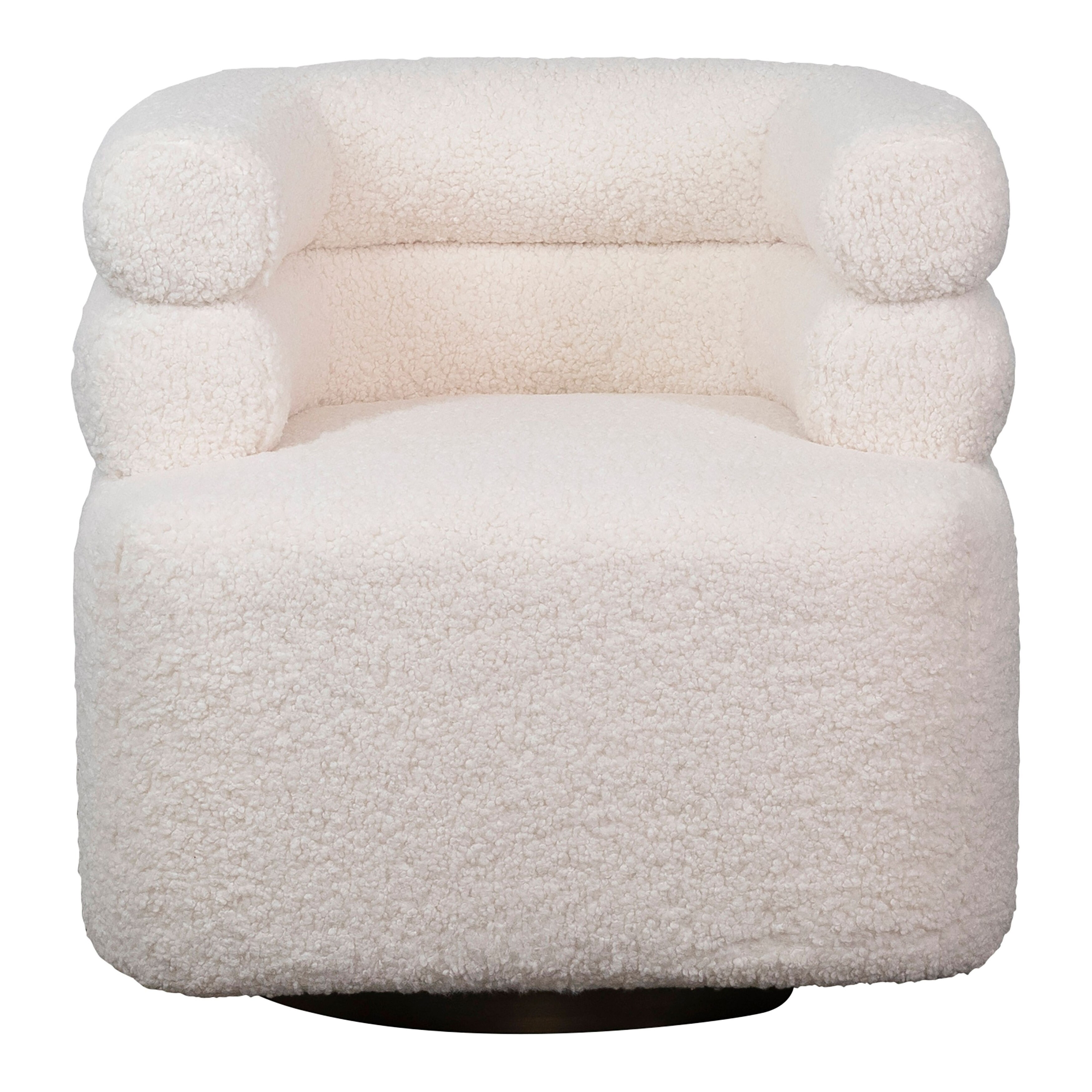 Declan Ivory Faux Sheepskin Swivel Club Chair