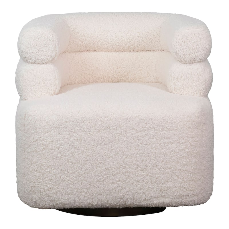 Declan Ivory Faux Sheepskin Swivel Club Chair