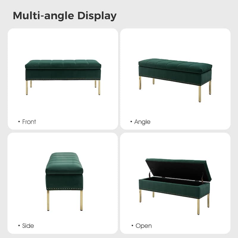 Egmont Contemporary Velvet Flip-Top Storage Bench by HULALA HOME