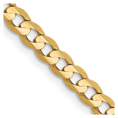 Curata 14k Yellow Gold Solid Polished 3.8mm Concave Curb Chain Bracelet Lobster Claw
