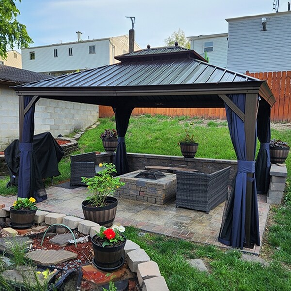 PURPLE LEAF Outdoor Gazebo Aluminum Frame Galvanized Steel