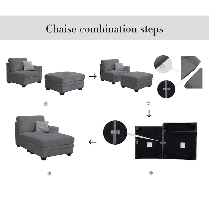 6 PCS Corduroy Flexible Combination Sectional Sofa Couch