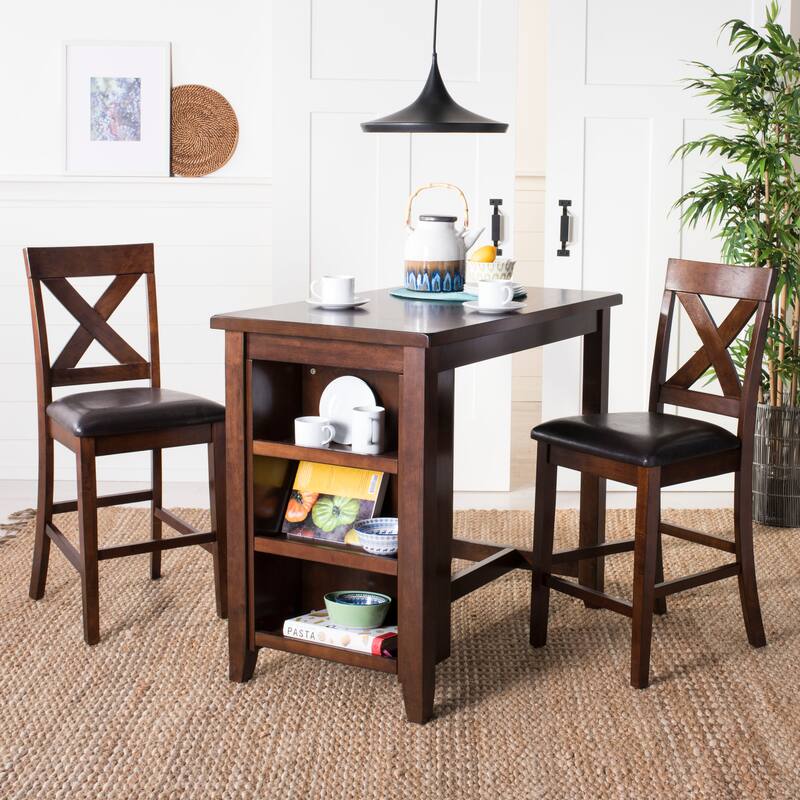 SAFAVIEH Shadya 3-Piece Wood Pub Set - 42" x 24" x 36" - 42Wx24Dx36H - Black/Mahogany