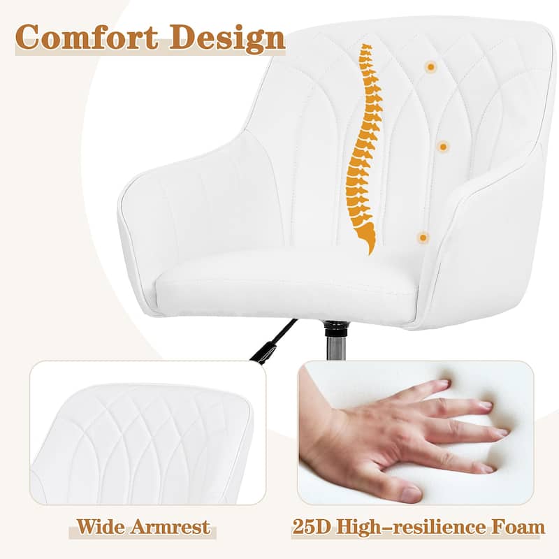 VECELO Vanity Chair Makeup Swivel Accent Chair Height Adjustable Round Back Tilt Chair for Living Room Vanity Office Bar Stool