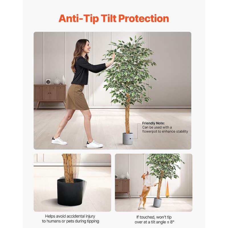 Lifelike 5ft Green Artificial Faux Ficus Tree with Flexible Branches for Modern Living Room or Office - 34.25 x 33.46 x 61.42 in