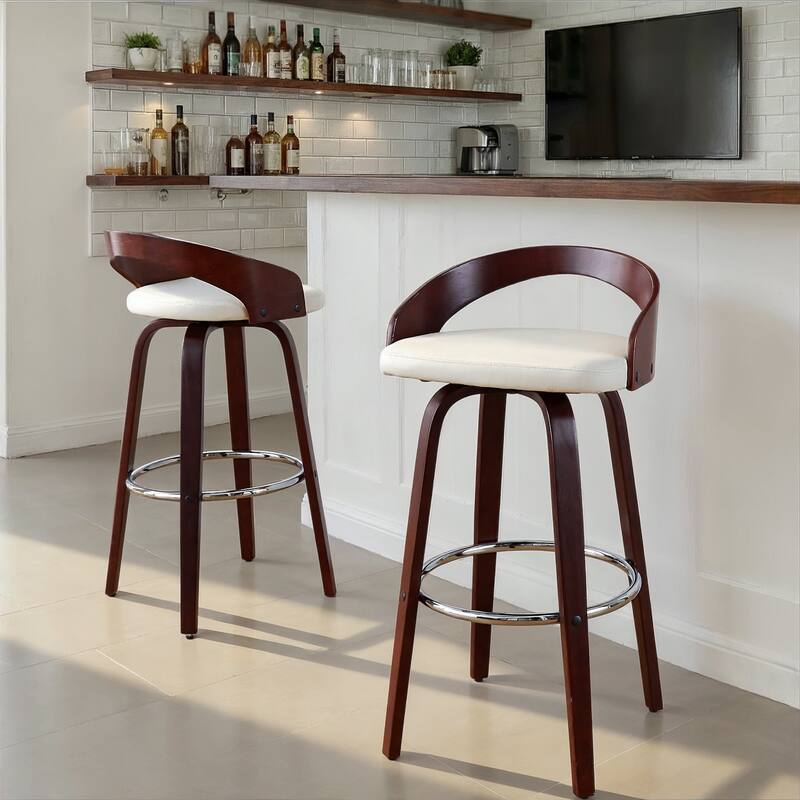 Carson Carrington Stavanger 30" Fixed-Height Bar Stool with Bent Wood Legs & Round Footrest (Set of 2)