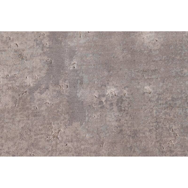 Abstract Modern Area Rug Hand-Knotted Grey Wool Carpet - 5'3"x 7'6"