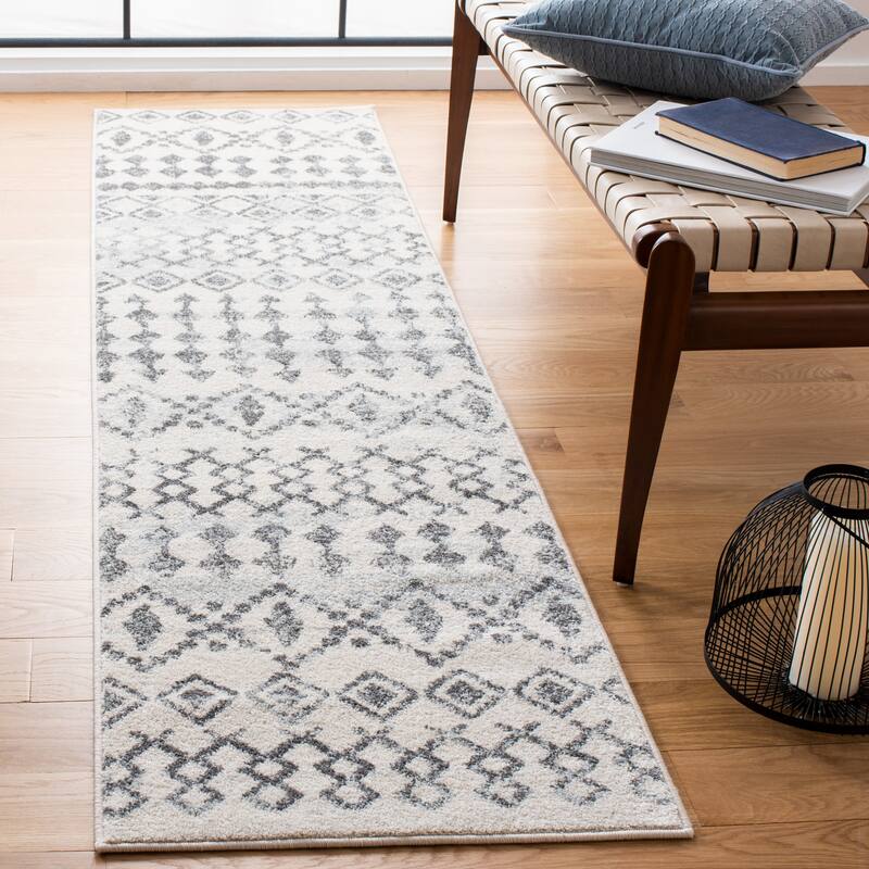 SAFAVIEH Mercer Arietta Moroccan Rug - 2' x 8' Runner - Ivory/Grey
