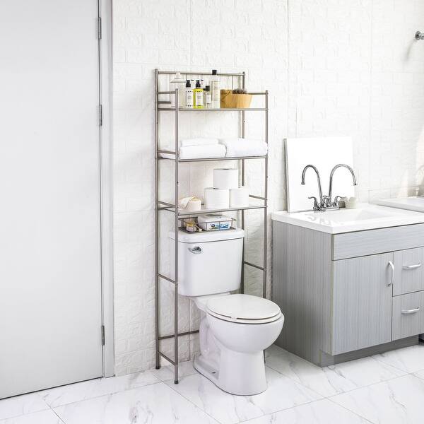 4 Piece Steel Satin Nickel Bathroom Organization Set Bed Bath