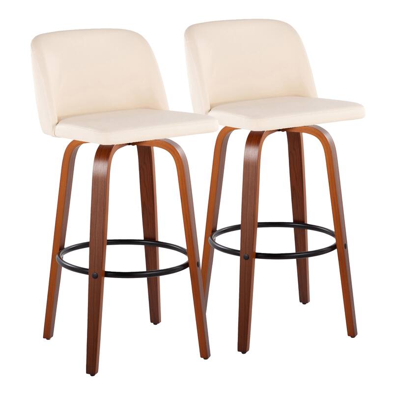 Carson Carrington Vallberga 30" Fixed-Height Bar Stool with Walnut Wood Base (Set of 2)