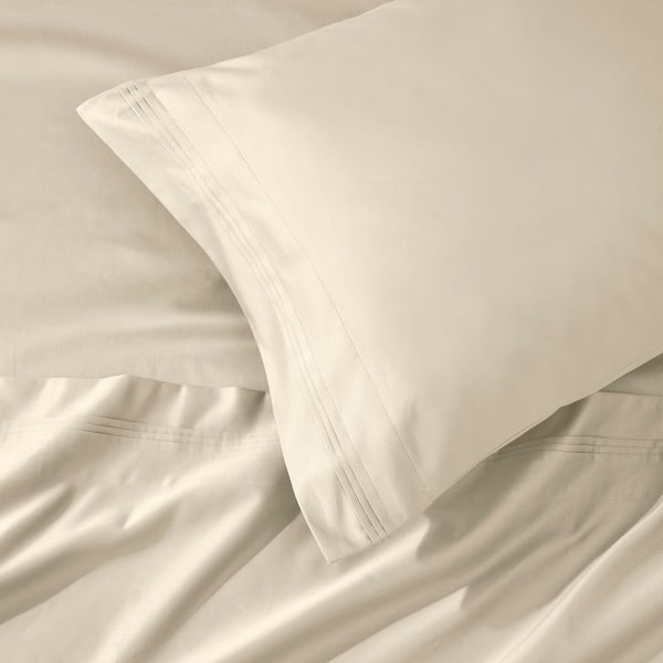Superior Egyptian Cotton 1000 Thread Count Deep Pocket Solid Sheet Set - Olympic Queen - Ivory