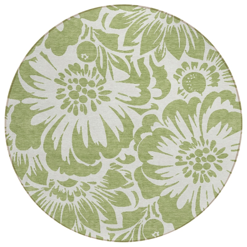 Machine Washable Indoor/ Outdoor Whimsy Floral Chantille Rug