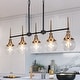 preview thumbnail 6 of 14, Beta Modern 5-Light Glass Chandelier Linear Black Gold Pendant Island Lights for Dining Room - 36.2'' L x 4.7'' W x 20.5'' H