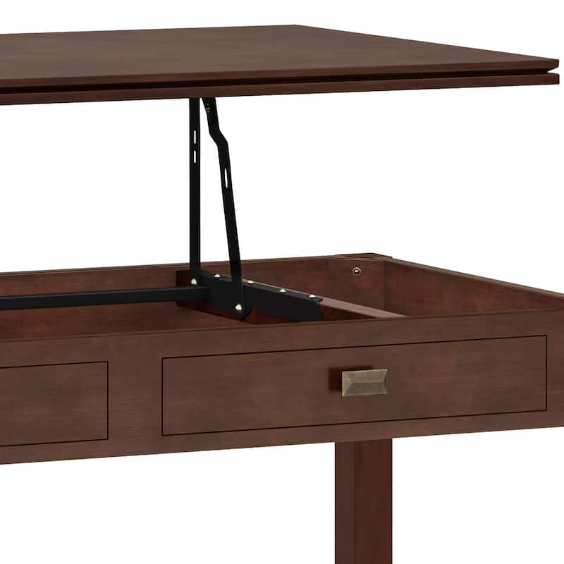 WYNDENHALL Stratford SOLID WOOD 46 inch Wide Contemporary Lift Top Coffee Table in Russet Brown - 22"d x 46" w x 18"h