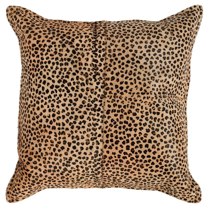 Leopard 100% Cow Hide 20" Throw Pillow in Animal Print by Kosas Home