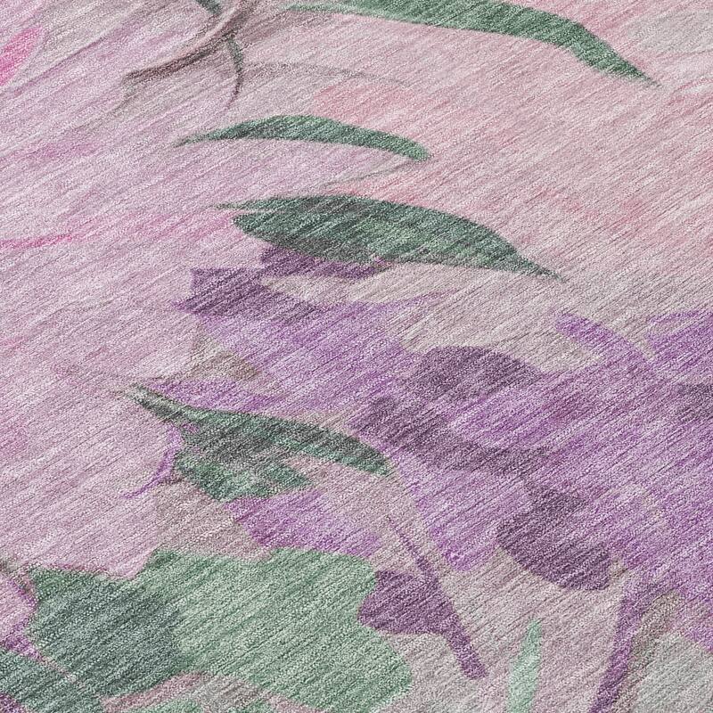 Machine Washable Indoor/ Outdoor Watercolor Floral Chantille Rug