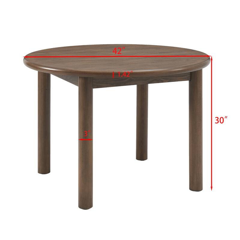 42" Round Dining Table for 4 Person, Retro Wooden Kitchen Dinner Room Table for Home Kitchen Restaurant Living Room - Walnut