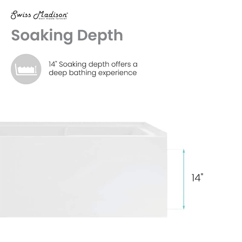 Voltaire 48 X 30" Right-Hand Drain Alcove Integrated Armrest Bathtub With Apron - 48x30 Right
