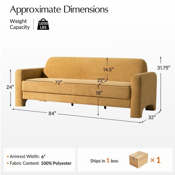 dimension image slide 1 of 5, HULALA HOME Isai Modern Curved Velvet Sofa