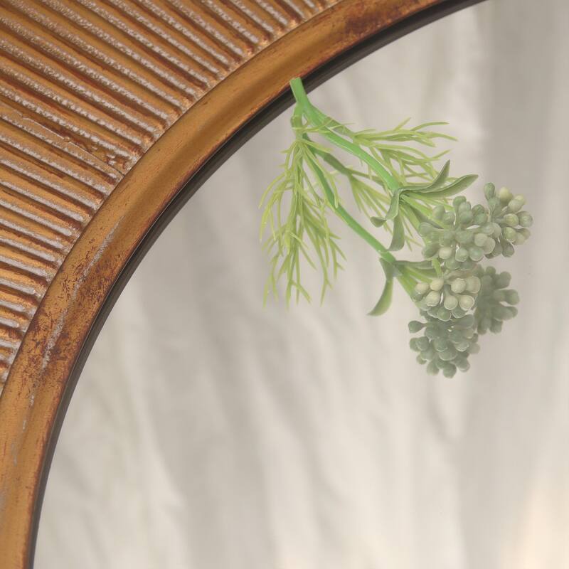 31.5" Antique Bronze Finish Round Metal Wall Mirror