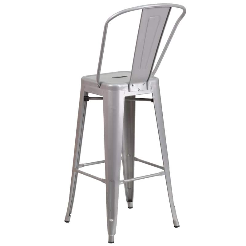 4 Pack 30" High Metal Indoor-Outdoor Barstool with Back - Kitchen Furniture