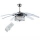 preview thumbnail 6 of 7, 48" 8 Retractable Blades Crystal Ceiling Fan Chrome Silver Chandelier with Remote - 48in