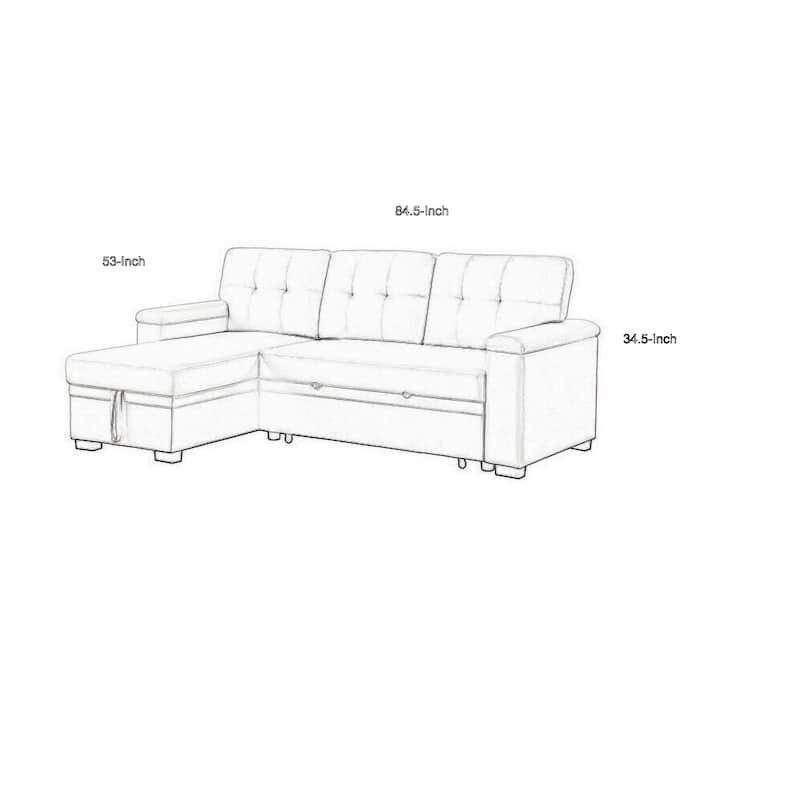 Lusy 85 Inch Reversible Sleeper Sectional Sofa, Storage Chaise, Dark Gray